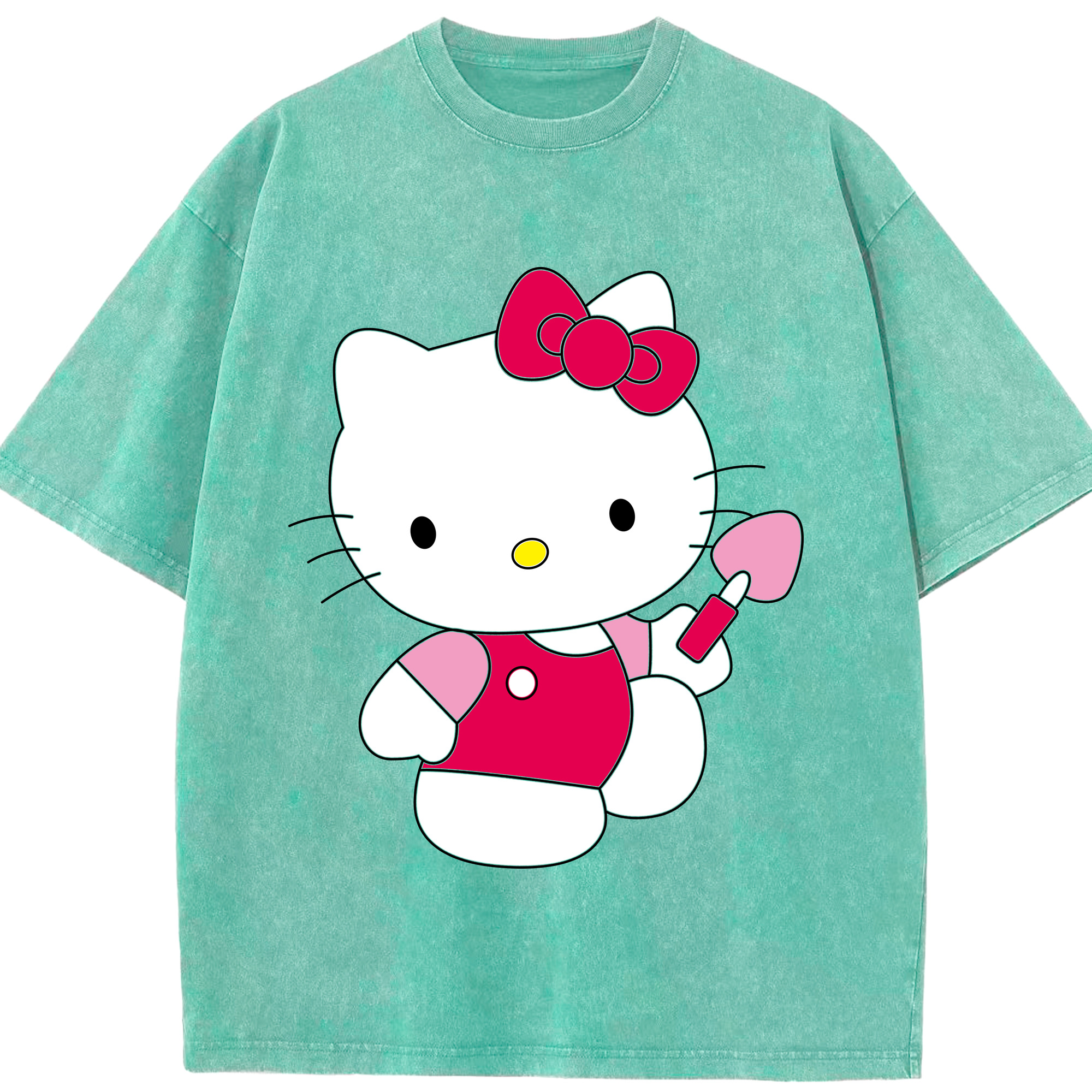 （画像用） Hello Kitty ハローキティ 綿100% ヴィンテージ風 半袖Tシャツ（フロントプリント）